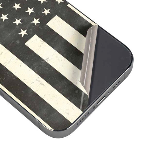 Black & White USA Flag iPhone 14 Pro Skin